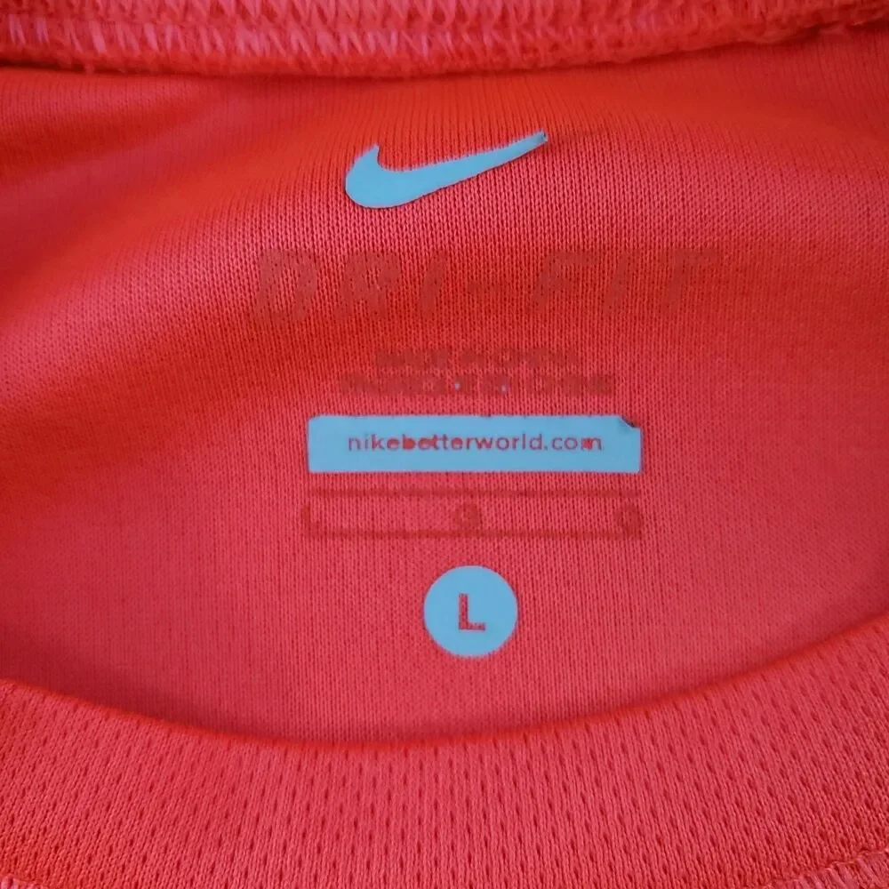 Nike Dri-Fit T-Shirt Youth Orange Athletic Training 3/4 Sleeve Tee Size Large